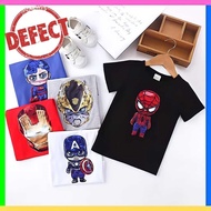 REJECT STOCK Boys Marvel Hero Tshirt Kids No Lighting Cartoon Short Top Blingbling Boy Shirts