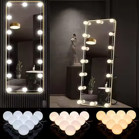 LED Makeup Mirror w/Detachable Lights,USB Powered Hollywood Vanity Mirror,Dressing Table LED Cosmeti