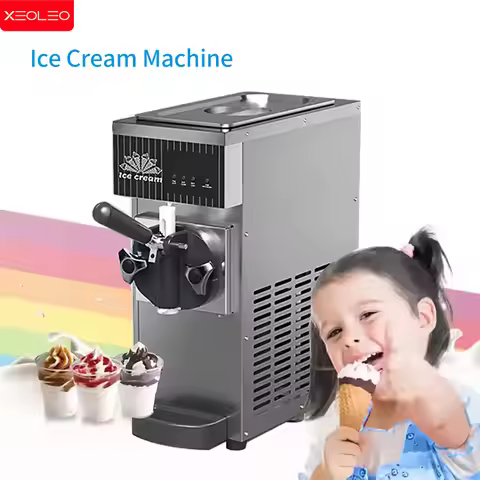 XEOLEO Commercial Soft Ice Cream Machine 450W Desktop Ice Cream Maker Automatic 1 Flavor Soft Ice Ma