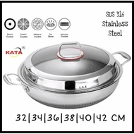 💥34CM, 36CM, 38CM, 40CM / 316 Stainless Steel / Double Sided Honeycomb Wok / Kuali Periuk Sarang Lebah / Frying Pan