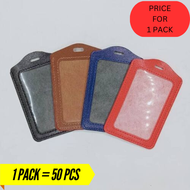 【1PACK=50PCS ! ! !】PU Leather Card Holder Vertical/Horizontal Single Side ID Holder Badge Holder(Pri