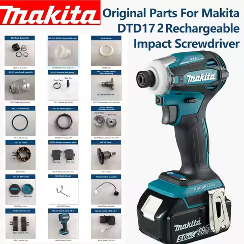 Original Makita Parts Switch Assembly Transfer Rod Hammer Box Assembly Stator For Makita DTD172 Rech