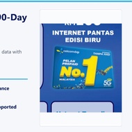 CelcomDigi Prepaid 4G/5G Data SIM Card - 1000GB, 90-Day Validity, Hotspot