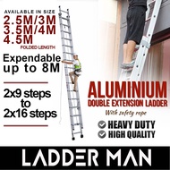 2.5m-4.5m 9-16Feet Double Aluminium Telescopic Ladder Roped Operated Multi Purpose Foldable Aluminiu