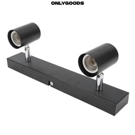 ONLYGOODS Ceiling Track Light, 2 Light 110-220V LED Track Light, Modern Black Fixed Rail Rotating He