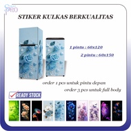 Premium Glossy Vinyl Refrigerator Stickers 1 Door and 2 Doors Elegant Floral Motif 6