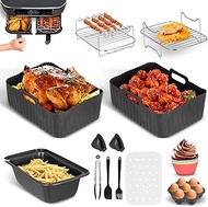 Air Fryer Accessories, Set of 12 for Ninja Dual AF300UK AF400UK Including Silicone Air Fryer Liner &
