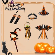Kids Halloween Accessories| Lolita Style Orange Pumpkin Headband, Witch Hat with Light Up Magic Wand