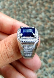 DISKON cincin blue safir big size blue safir asli safir srilanka safir