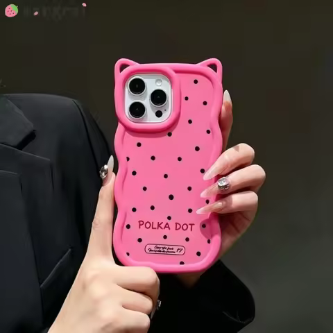 Cute Dots Cat Ears Phone Case For Redmi K70E K30 K30i Note 10 Pro Max Lite 10S 8 8A 5G 4G Soft Casin