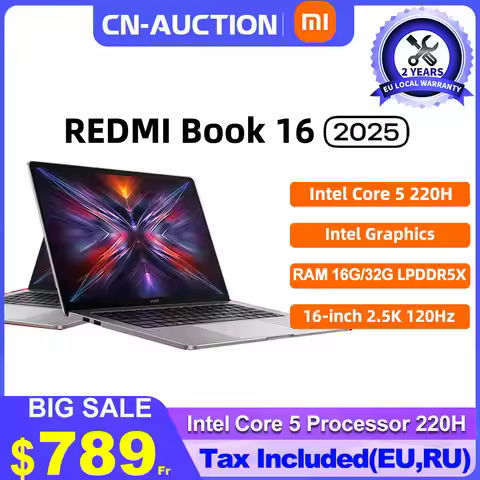 Xiaomi REDMI Book 16 Laptop 2025 Intel Core 5 Processor 220H Intel Graphics 16G/32G RAM 1TB SSD 16-i