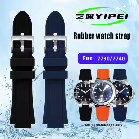 For ORIS 7730 7740 rubber strap diving watch band sports bracelet raised silicone men watch strap 24
