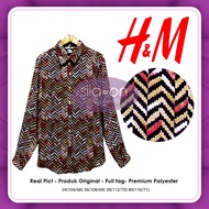 [sila on fashion] H*M KEMEJA LENGAN PANJANG COKLAT MOTIF-REAL PICT/FULL TAG/POLYESTER/READY STOCK/SI