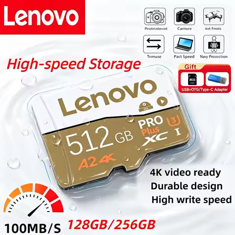 Lenovo High Speed Micro TF SD Card 64GB/128GB/512GB Class 10 U3 V30 Memory Card with Adapter for DJI