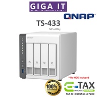 QNAP TS-433 NAS อุปกรณ์จัดเก็บข้อมูลบนเครือข่าย (HDD 4 BAY - ARM 4-CORE CORTEX-A55 - 4 GB) สินค้าประ