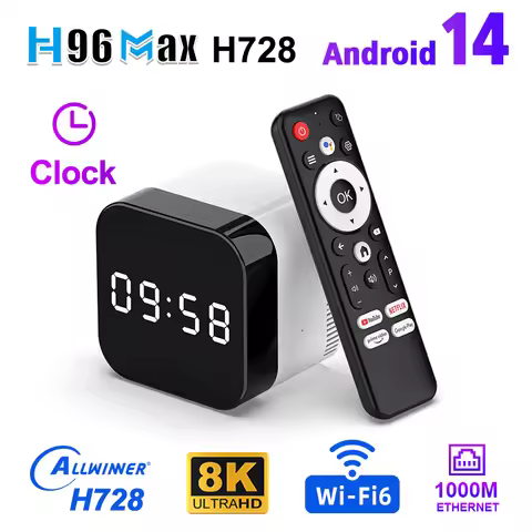 H96 MAX H728 TV BOX Android 14 Allwinner H728 Octa Core Support 8K 4K@60fps 1000M/LAN Wifi6 BT5.X Sm