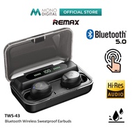 REMAX TWS-43 WIRELESS EARBUDS WITH NOISE CANCELLING / SWEATPRROF TWS STEREO BLUETOOTH EARPHONE WITH 
