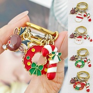 Merry Christmas Candy Cane Elk Charms Rings Women Cute Trendy Snowman Pendant Stacking Spinelli Kilc