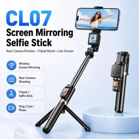 CL07 Screen Mirroring Selfie Stick Tripod, Universal Phone Floor Stand for Rear Camera Shooting, Liv