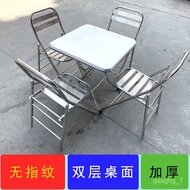 LP-6 YU🥤304All Stainless Steel Foldable round Table Small Square Table Dining Table Dining Table Dining Table Fast Food