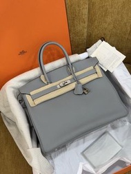 有單Hermes Birkin 35海鷗灰銀扣