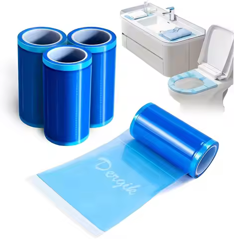 Toilet Seat Covers Disposable for Travel Hotel,Blue | Blue Barrier Film,Non-slip, Waterproof, Easy R
