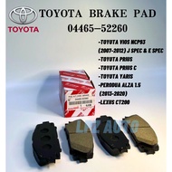 (100% Genuine)TOYOTA YARIS VIOS NCP93(2007-2012)J&E spec ALZA PRIUS CT200 FRONT DISC BRAKE PAD(rear 