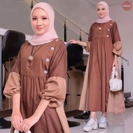 Pabrik Baju ERINA MIDI DRESS MC SHAKILA Midi Dress Wanita Kekinian 2023 Tangan Balon Gamis Dress Ngatung Semata Kaki Gamis Wanita Dewasa Simpel