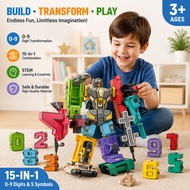 Kids 0-9 Numbers Transformable Combination Robot Toys Educational Transformers Robot Gift for Boys