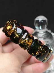 波蘭🇵🇱稀有品爆花綠琥珀手排16×11×6+mm15.1g手圍17/18cmHK＄900 琥珀具有招財、納福的功效，可以幫助人們聚集財氣，提升財運。增強免疫力、吸病氣、美容養顏、安撫情緒、緩解焦慮、助