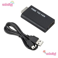 AHTY Converter, PS2 to HDMI 480i/480p/576i Adapter, Portable 3.5mm Audio Output HD Cable Game to HDM