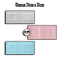 km wallpaper 3d foam / wall paper dinding 3d motif foam batik 4 kotak - 70x35 kotak biru