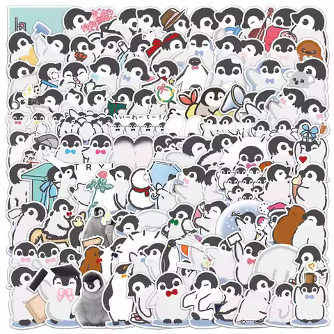 10/30/50/100pcs Cartoon Cute Penguin Pingu Graffiti Stickers Cup Luggage Stationery Bookmarks PVC Wa