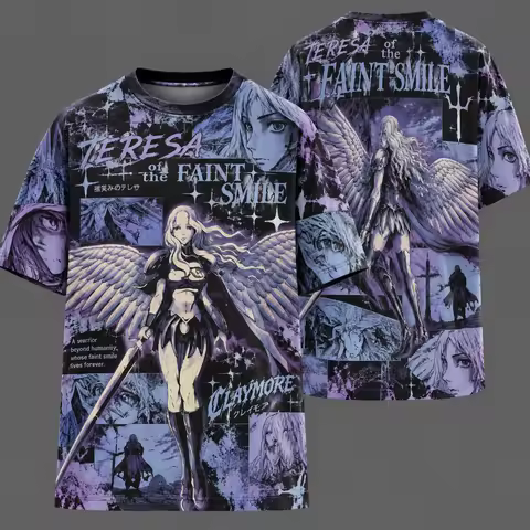 Claymore Anime Clare Miria T Shirt Men Women Printed Short Sleeve Round Neck Harajuku Tee Streetwear