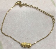 黃金純金9999貔貅串珠手鍊 搭配鍍金鋼手鍊 pure gold pixie pendant with steel bracelet