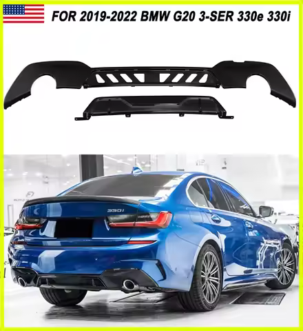 Glossly Black for BMW G20 G28 M-Sport 2019 2020 Rear Bumper Lip Diffuser Spoiler 330e 330i Magickit 