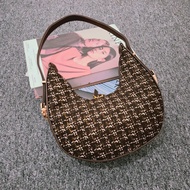 ZIVAZIA Tas Bahu Wanita Gibrella Bags Shoulder bag Bahan Tweed Tas Ketiak Tas Bulan Tas Lingkaran