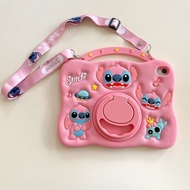3D Stitch Invisible Stand Case With Lanyard Bracket Kids Tablet Cover With Shoulder Strap For Apple 