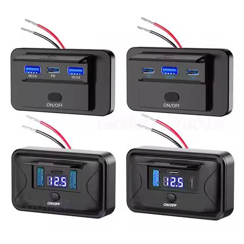 12V-24V RV USB Power Outlet 72W/90W PD3.0 USB C 36W & Dual QC3.0 18W 3-Ports Car Charger Socket Acce