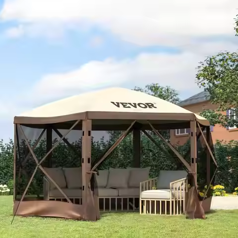 Gazebo Screen Tent, Pop Up Gazebo Tent, Pop-Up Screen Tent 4/6 Sided Canopy Sun Shelter With 4/6 Rem