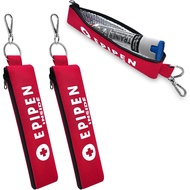 2-Pack EpiPen Carry Case Insulated,Red Epipen Holder Bag with Carabiner-for 1 EpiPen Asthma Allergy 