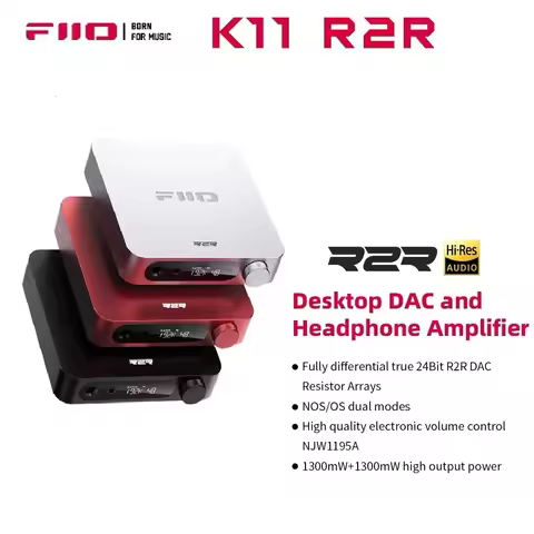 FiiO K11 R2R DAC and Headphone Amplifier for Home Audio or PC, 6.35mm and Balanced 4.4mm, RCA, Coaxi