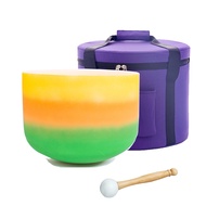 Hye-eun 8 Inch 432hz/440hz Rainbow Color Frosted Quartz Crystal Singing Bowl for Sound Healing Medit