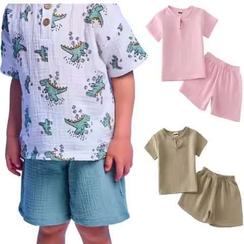 Kids Dinosaur Clothes Sets Cotton Outfits 2Pcs Infant Baby Boys Girls Clothing Newborn Top T-Shirt+S