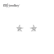 MJ Jewellery 925 Sterling Silver Starfish Earrings SS146 Plated White Gold