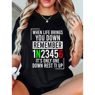 Women'S Motorcycle Graphic T-Shirt - 1N23456 Motorcycle Design with Motorcycle Gear & Numbered Licen