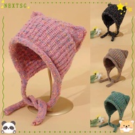 NEXTSG Knitting Cap, Thicken Ear-protected Cat Ear Hat, Cute Cat Ear Keep Warm Pullover Cap