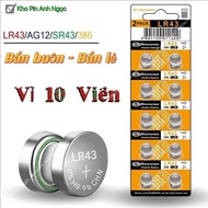Battery AG12 / LR43 / 386A / 386 / L1142F - Pack of 10