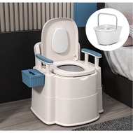 Portable Toilet Bowl Adult Pregnant Women Elderly Mobile Toilet Seat Mangkuk Tandas Duduk Chair Kerusi White Anti-Slip马桶