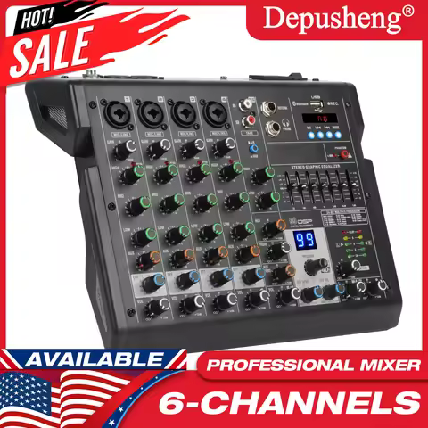Metal 6 Channel 99 Dsp Effect Studio Record Dj Sound Live Audio Mixer Console For Home Studio Karaok